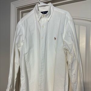 RALPH LAUREN Mens Classic Oxford Button Down Long Sleeve Shirt WHITE 16 1/2 X 35